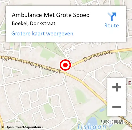 Locatie op kaart van de 112 melding: Ambulance Met Grote Spoed Naar Boekel, Donkstraat op 27 maart 2016 15:50