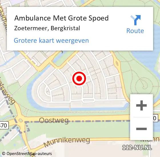 Locatie op kaart van de 112 melding: Ambulance Met Grote Spoed Naar Zoetermeer, Bergkristal op 27 maart 2016 15:58