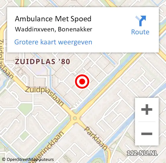 Locatie op kaart van de 112 melding: Ambulance Met Spoed Naar Waddinxveen, Bonenakker op 27 maart 2016 16:40