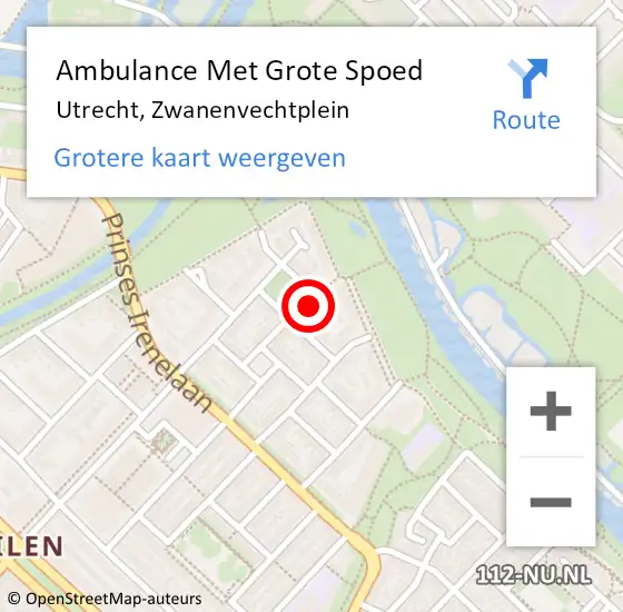 Locatie op kaart van de 112 melding: Ambulance Met Grote Spoed Naar Utrecht, Zwanenvechtplein op 27 maart 2016 17:23