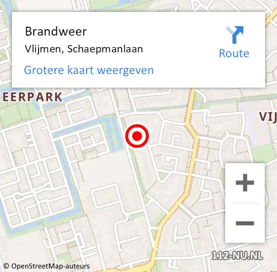 Locatie op kaart van de 112 melding: Brandweer Vlijmen, Schaepmanlaan op 27 maart 2016 17:58