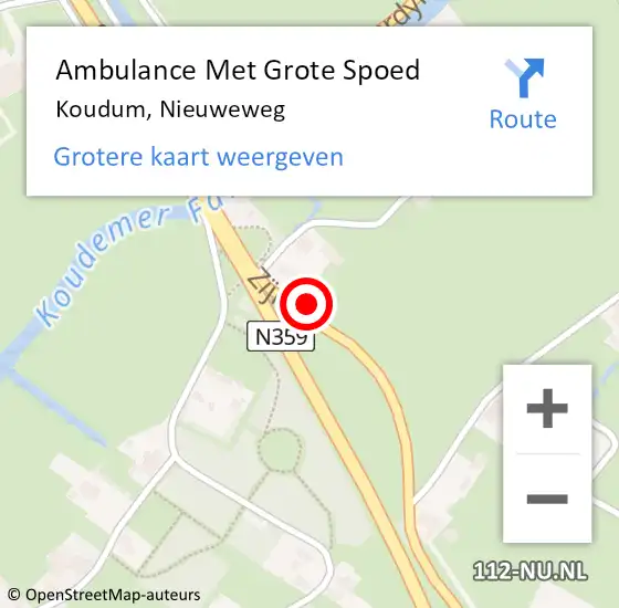 Locatie op kaart van de 112 melding: Ambulance Met Grote Spoed Naar Koudum, Nieuweweg op 27 maart 2016 18:28