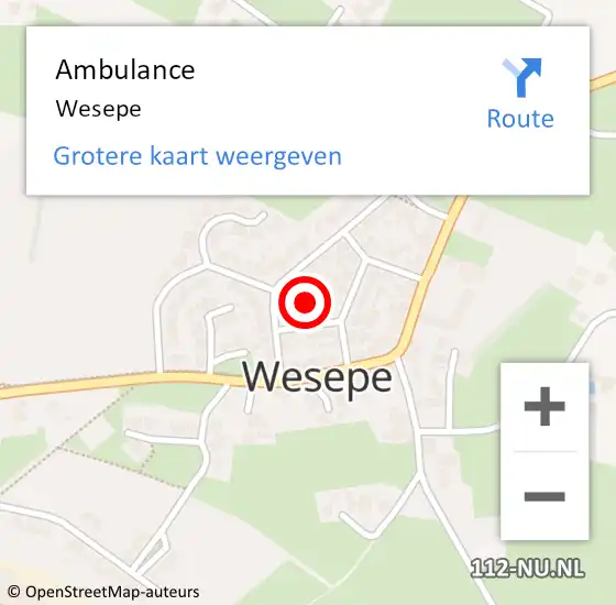 Locatie op kaart van de 112 melding: Ambulance Wesepe op 27 maart 2016 18:52