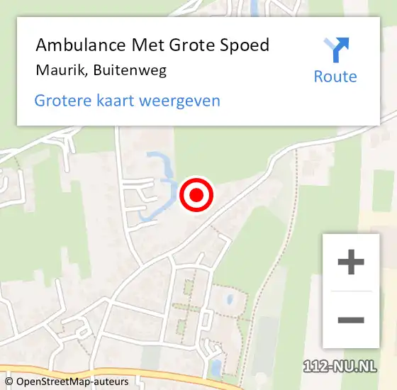 Locatie op kaart van de 112 melding: Ambulance Met Grote Spoed Naar Maurik, Buitenweg op 27 maart 2016 19:15