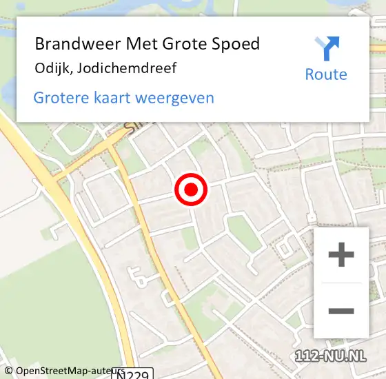 Locatie op kaart van de 112 melding: Brandweer Met Grote Spoed Naar Odijk, Jodichemdreef op 27 maart 2016 20:13