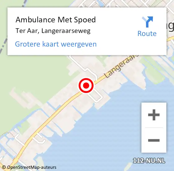 Locatie op kaart van de 112 melding: Ambulance Met Spoed Naar Ter Aar, Langeraarseweg op 27 maart 2016 20:31