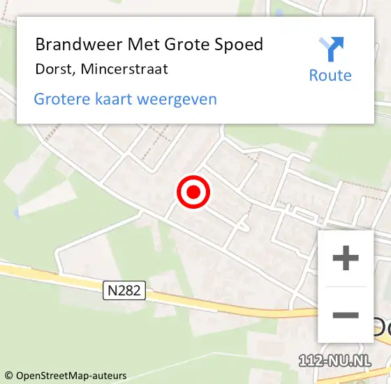 Locatie op kaart van de 112 melding: Brandweer Met Grote Spoed Naar Dorst, Mincerstraat op 27 maart 2016 20:40