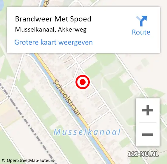 Locatie op kaart van de 112 melding: Brandweer Met Spoed Naar Musselkanaal, Akkerweg op 27 maart 2016 22:30