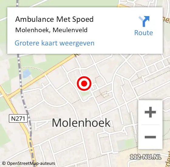 Locatie op kaart van de 112 melding: Ambulance Met Spoed Naar Molenhoek, Meulenveld op 28 maart 2016 00:06