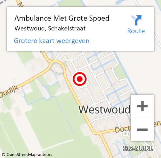 Locatie op kaart van de 112 melding: Ambulance Met Grote Spoed Naar Westwoud, Schakelstraat op 28 maart 2016 00:19