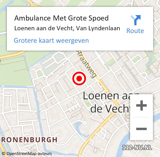 Locatie op kaart van de 112 melding: Ambulance Met Grote Spoed Naar Loenen aan de Vecht, Van Lyndenlaan op 28 maart 2016 01:55