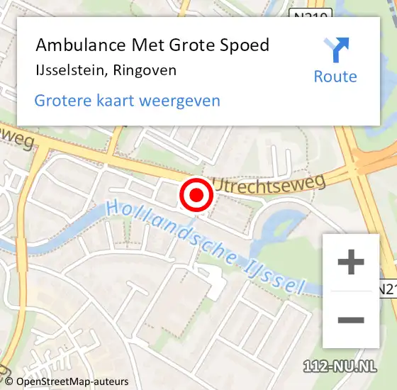 Locatie op kaart van de 112 melding: Ambulance Met Grote Spoed Naar IJsselstein, Ringoven op 28 maart 2016 02:39