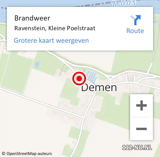 Locatie op kaart van de 112 melding: Brandweer Ravenstein, Kleine Poelstraat op 28 maart 2016 02:48