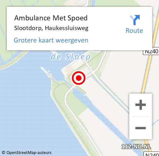 Locatie op kaart van de 112 melding: Ambulance Met Spoed Naar Slootdorp, Haukessluisweg op 28 maart 2016 07:27