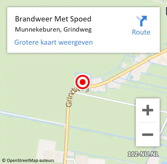 Locatie op kaart van de 112 melding: Brandweer Met Spoed Naar Munnekeburen, Grindweg op 28 maart 2016 08:54