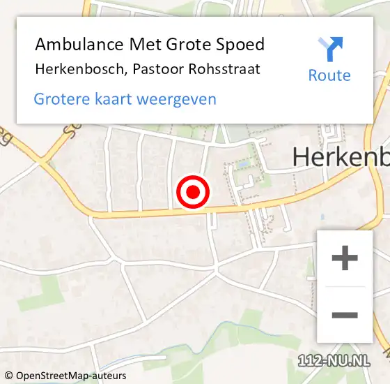 Locatie op kaart van de 112 melding: Ambulance Met Grote Spoed Naar Herkenbosch, Pastoor Rohsstraat op 28 maart 2016 09:22