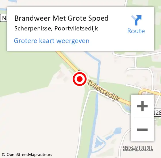 Locatie op kaart van de 112 melding: Brandweer Met Grote Spoed Naar Scherpenisse, Poortvlietsedijk op 28 maart 2016 10:10