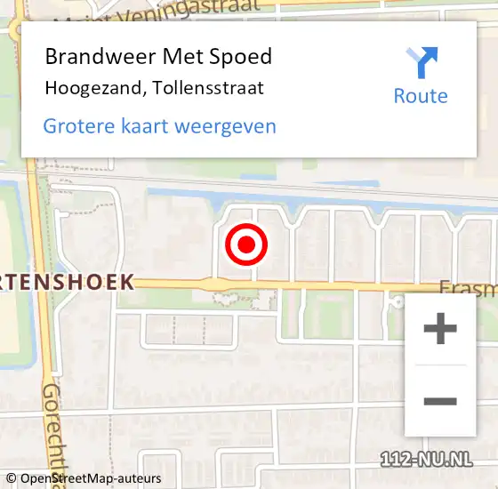 Locatie op kaart van de 112 melding: Brandweer Met Spoed Naar Hoogezand, Tollensstraat op 28 maart 2016 10:12