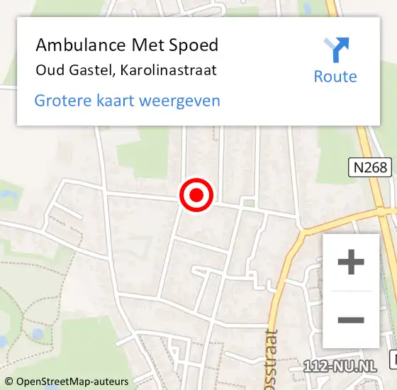 Locatie op kaart van de 112 melding: Ambulance Met Spoed Naar Oud Gastel, Karolinastraat op 28 maart 2016 10:14