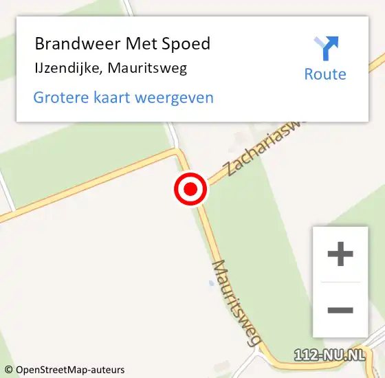 Locatie op kaart van de 112 melding: Brandweer Met Spoed Naar IJzendijke, Mauritsweg op 28 maart 2016 10:17