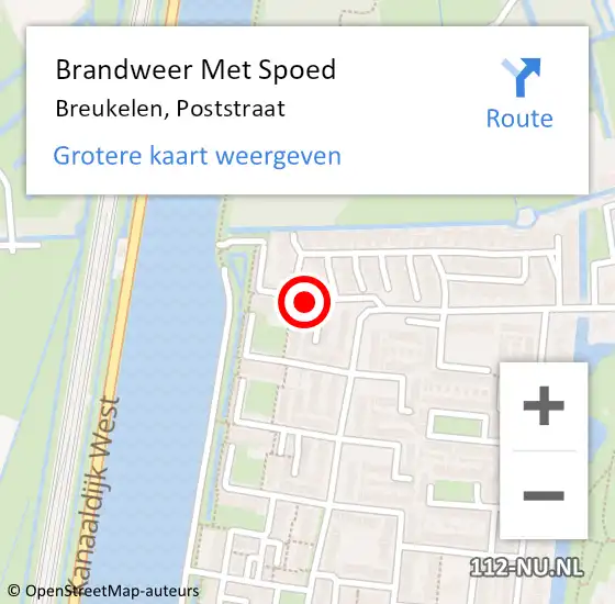 Locatie op kaart van de 112 melding: Brandweer Met Spoed Naar Breukelen, Poststraat op 28 maart 2016 10:56