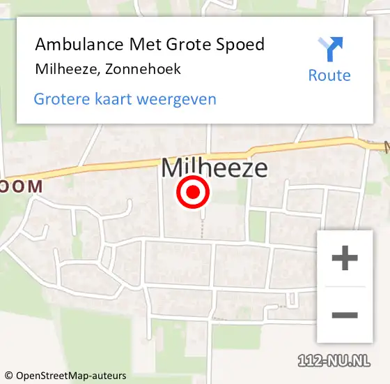 Locatie op kaart van de 112 melding: Ambulance Met Grote Spoed Naar Milheeze, Zonnehoek op 28 maart 2016 11:24