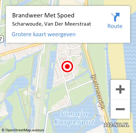 Locatie op kaart van de 112 melding: Brandweer Met Spoed Naar Scharwoude, Van Der Meerstraat op 28 maart 2016 11:29