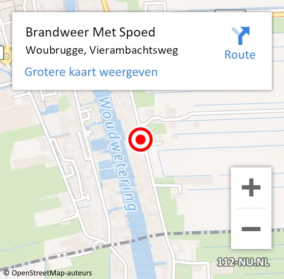 Locatie op kaart van de 112 melding: Brandweer Met Spoed Naar Woubrugge, Vierambachtsweg op 28 maart 2016 11:48