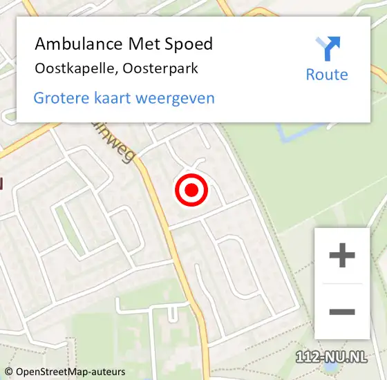 Locatie op kaart van de 112 melding: Ambulance Met Spoed Naar Oostkapelle, Oosterpark op 28 maart 2016 12:09