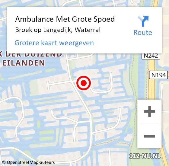 Locatie op kaart van de 112 melding: Ambulance Met Grote Spoed Naar Broek op Langedijk, Waterral op 28 maart 2016 12:11