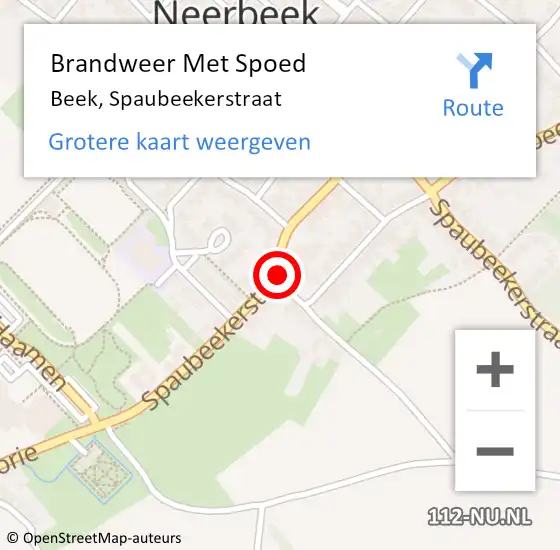 Locatie op kaart van de 112 melding: Brandweer Met Spoed Naar Beek, Spaubeekerstraat op 28 maart 2016 13:47