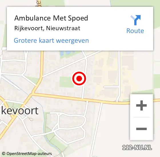 Locatie op kaart van de 112 melding: Ambulance Met Spoed Naar Rijkevoort, Nieuwstraat op 28 maart 2016 13:53