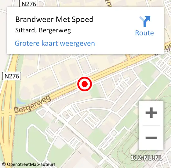 Locatie op kaart van de 112 melding: Brandweer Met Spoed Naar Sittard, Bergerweg op 28 maart 2016 13:58