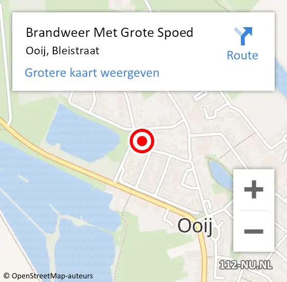 Locatie op kaart van de 112 melding: Brandweer Met Grote Spoed Naar Ooij, Bleistraat op 28 maart 2016 13:58