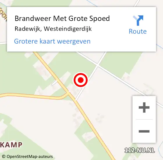 Locatie op kaart van de 112 melding: Brandweer Met Grote Spoed Naar Radewijk, Westeindigerdijk op 28 maart 2016 14:00
