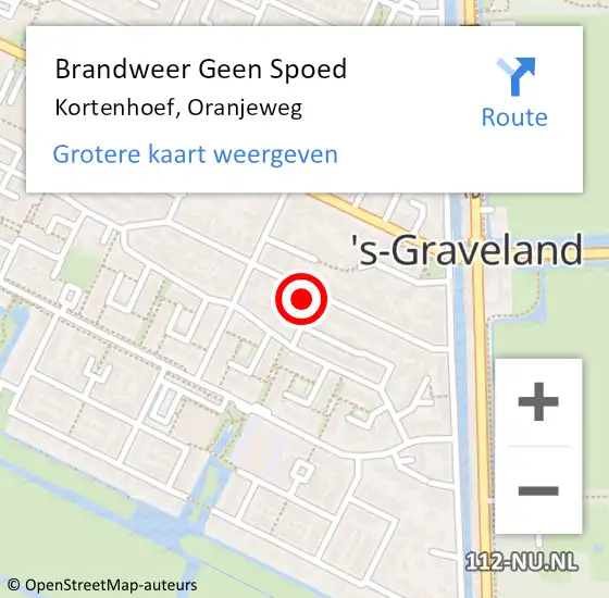 Locatie op kaart van de 112 melding: Brandweer Geen Spoed Naar Kortenhoef, Oranjeweg op 28 maart 2016 14:16