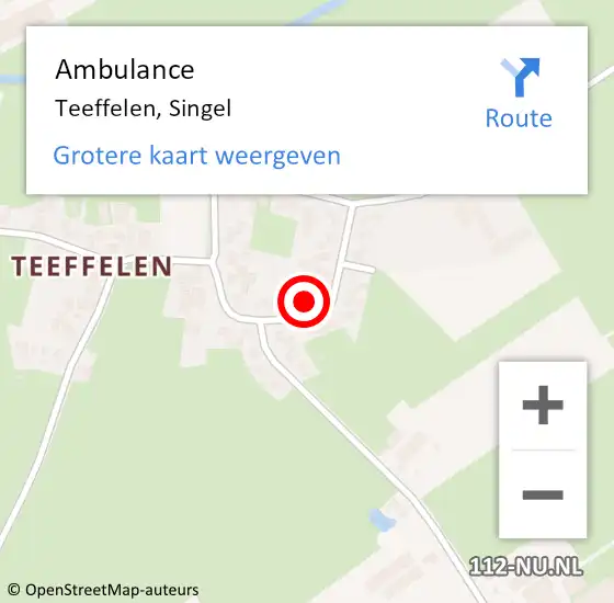 Locatie op kaart van de 112 melding: Ambulance Teeffelen, Singel op 28 maart 2016 14:25