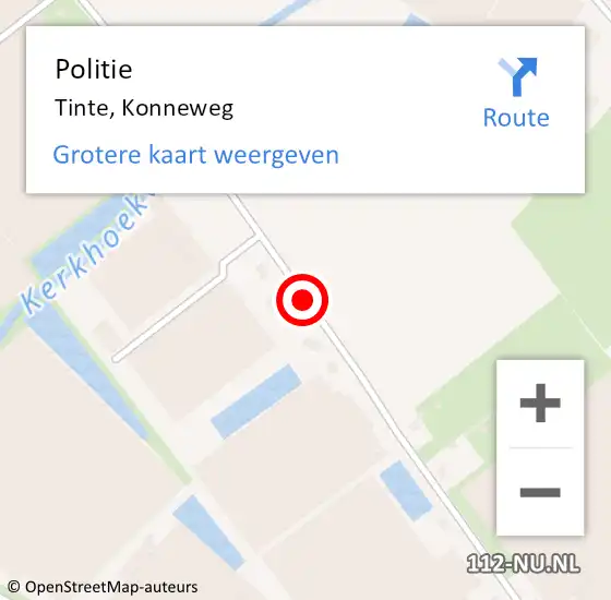 Locatie op kaart van de 112 melding: Politie Tinte, Konneweg op 10 december 2013 10:12