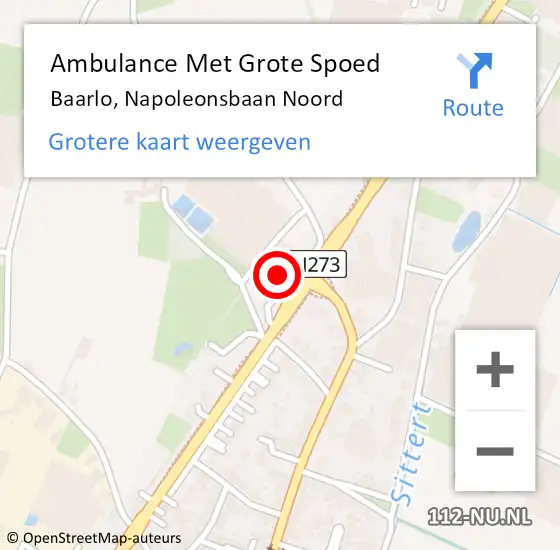Locatie op kaart van de 112 melding: Ambulance Met Grote Spoed Naar Baarlo, Napoleonsbaan Noord op 28 maart 2016 14:53