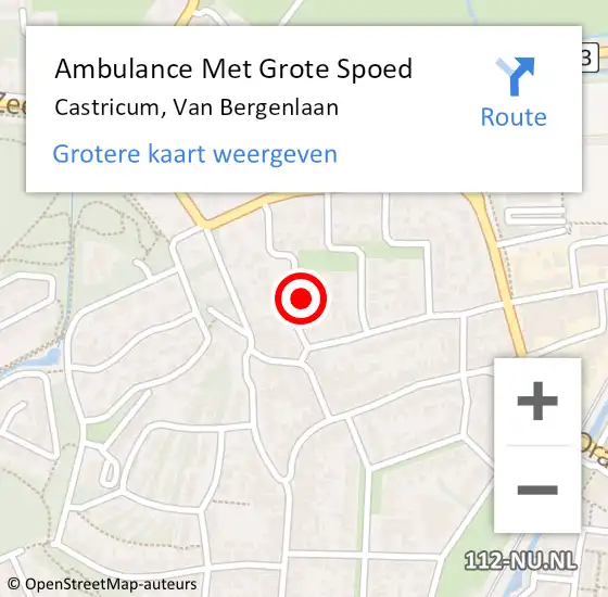 Locatie op kaart van de 112 melding: Ambulance Met Grote Spoed Naar Castricum, Van Bergenlaan op 28 maart 2016 16:18