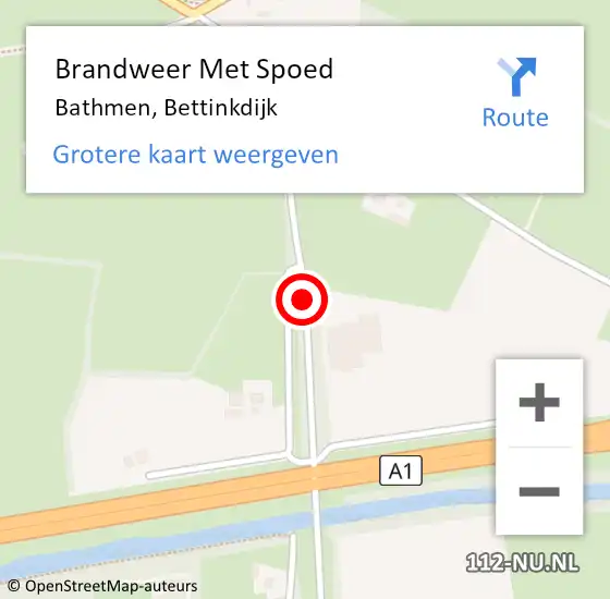 Locatie op kaart van de 112 melding: Brandweer Met Spoed Naar Bathmen, Bettinkdijk op 28 maart 2016 16:27