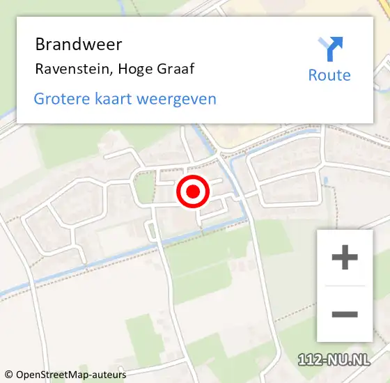 Locatie op kaart van de 112 melding: Brandweer Ravenstein, Hoge Graaf op 28 maart 2016 16:59