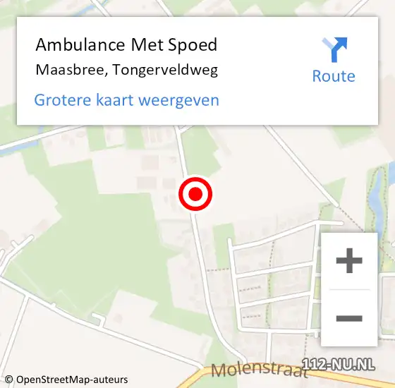 Locatie op kaart van de 112 melding: Ambulance Met Spoed Naar Maasbree, Tongerveldweg op 28 maart 2016 17:26