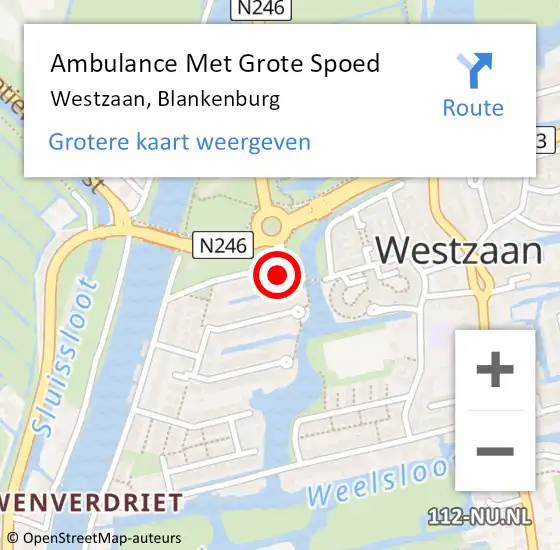 Locatie op kaart van de 112 melding: Ambulance Met Grote Spoed Naar Westzaan, Blankenburg op 28 maart 2016 17:56