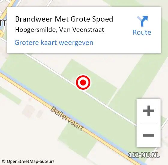 Locatie op kaart van de 112 melding: Brandweer Met Grote Spoed Naar Hoogersmilde, Van Veenstraat op 28 maart 2016 20:17