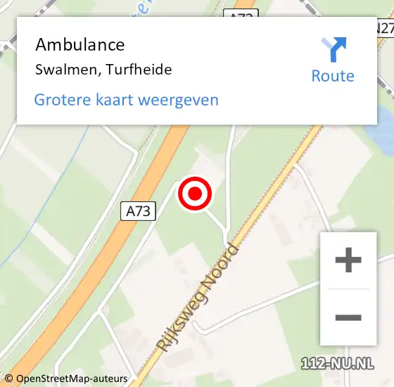 Locatie op kaart van de 112 melding: Ambulance Swalmen, Turfheide op 28 maart 2016 21:50