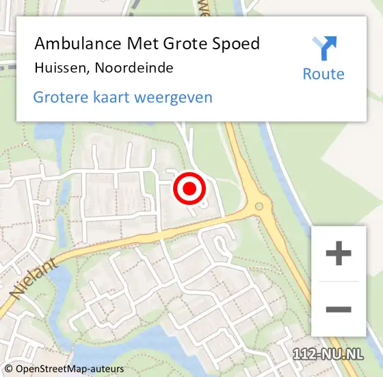 Locatie op kaart van de 112 melding: Ambulance Met Grote Spoed Naar Huissen, Noordeinde op 28 maart 2016 22:06