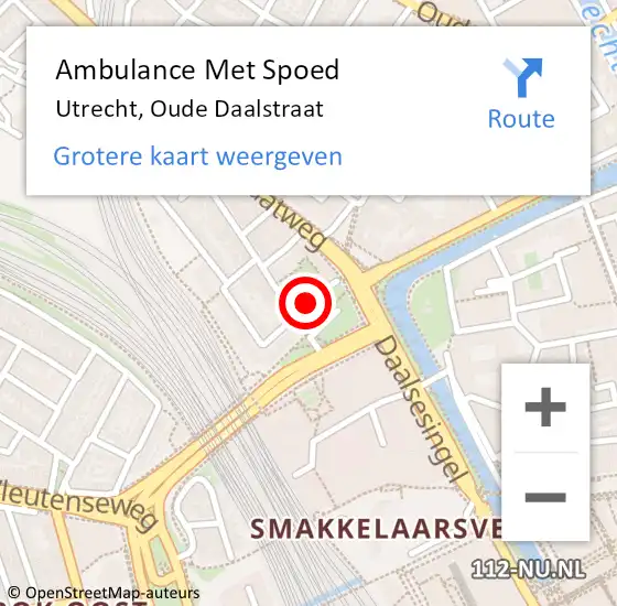 Locatie op kaart van de 112 melding: Ambulance Met Spoed Naar Utrecht, Oude Daalstraat op 28 maart 2016 22:19