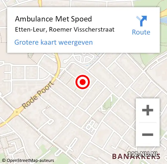 Locatie op kaart van de 112 melding: Ambulance Met Spoed Naar Etten-Leur, Roemer Visscherstraat op 28 maart 2016 22:59