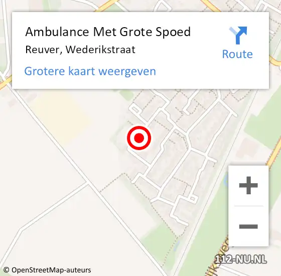 Locatie op kaart van de 112 melding: Ambulance Met Grote Spoed Naar Reuver, Wederikstraat op 28 maart 2016 23:01